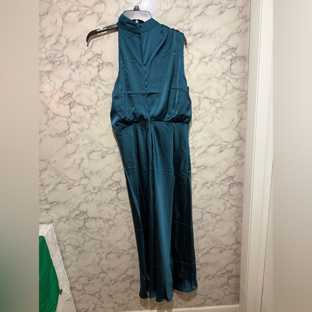 NEW Petal & Pup Anabelle Halter Neck Midi Teal Dress L - Picture 12 of 15